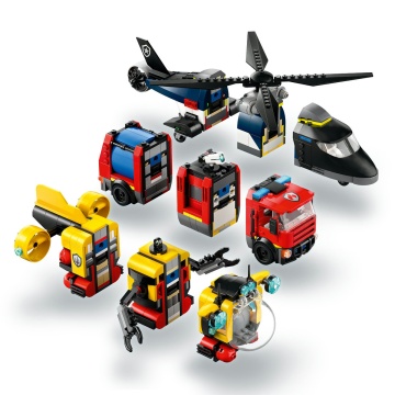 LEGO® City - Elicopter, autospeciala de pompieri si submarin in versiuni remixate 60462, 874 piese - Img 5