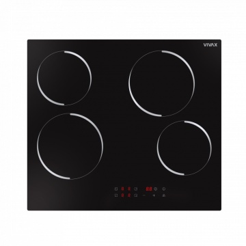 Plita incorporabila VIVAX BH-04MVC, Vitroceramica, Patru zone de gatit, Boost, Control touch, Timer, Putere maxima 8000 W, Timer digital, Setari putere in 9 trepte, Indicator caldura reziduala, Sticla securizata, 60 cm, Negru - Img 1