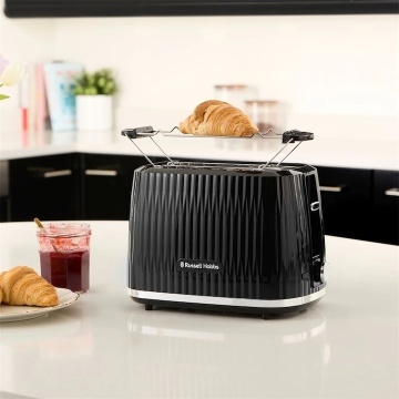 Prajitor de paine Russell Hobbs 27371-56, 800 W, 2 felii, 6 trepte rumenire, Incalzitor chifle, Negru - Img 6