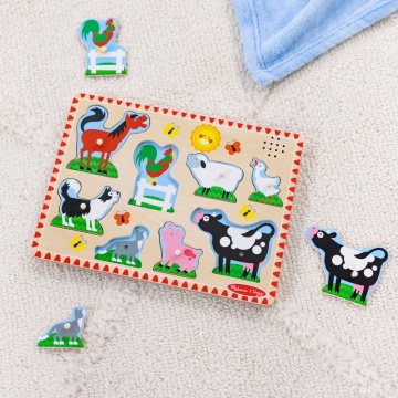 Puzzle din lemn cu sunete Melissa & Doug Spin Master - Animale de la Fermă 2 Ani+ - Img 2