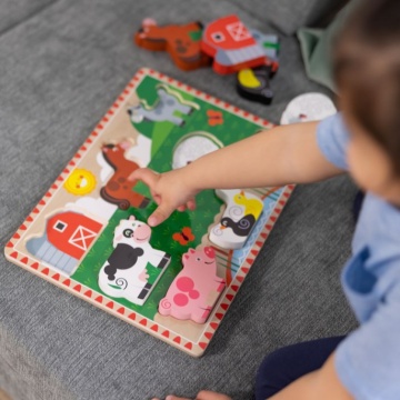 Puzzle din lemn Melissa & Doug Spin Master - Animale de la Fermă 8 piese 2 Ani+ - Img 4