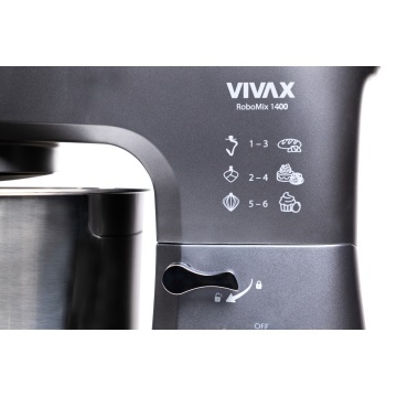 (Resigilat) Robot de bucatarie Vivax RM-61400SX, 1400W, Capacitate 6l, 6 trepte de viteza, functia Pulse, 3 accesorii detasabile, Gri/Argintiu - Img 6