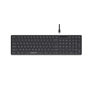 (Resigilat) Tastatura cu Fir HAVIT KB252, USB-C, 300mA, Cablu 1.5m, 5V, 432 x 123 x 21mm, Negru