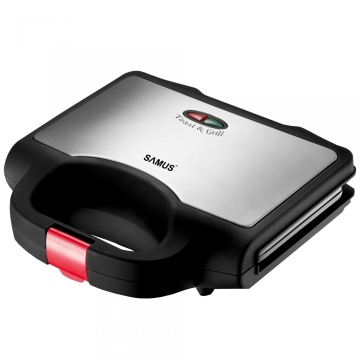 Sandwich maker Samus STG-750BX, 750 W, Placi grill anti-aderente, Control prin termostat, Insertie inox