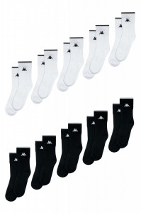 Set Kappa 10 perechi de sosete lungi, semi-flausate, barbati - Alb/negru