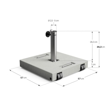 Suport umbrela terasa, cu roti, beton, 50 kg, 57 x 57 cm, H 7 cm, gri - Img 5