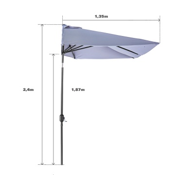 Umbrela terasa, de perete, aluminiu/poliester, 262 x 135 cm, H 240 cm, gri - Img 7