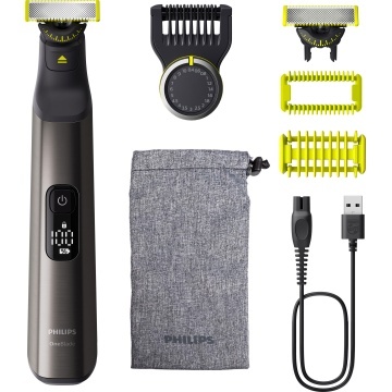Aparat de tuns parul de pe fata si corp, Philips OneBlade Pro QP6552/15, Acumulator, Autonomie 120 min., Lungime 0, 4-10 mm, Negru - Img 2