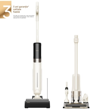 Aspirator vertical si mop MOVA K30 Mix, 600 ml, LED, 18000Pa, Alb