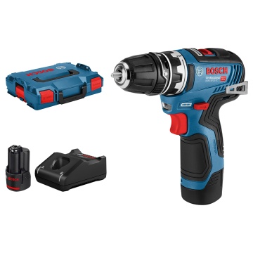 Bosch GSR 12V-35 FC Set Masina de gaurit si insurubat 35Nm + 2 x acumulatori Li-Ion, 3Ah + incarcator rapid GAL 12V + L-Boxx - Img 1