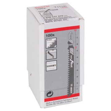 Bosch Set 100 Panze fierastrau vertical Basic for Wood, T 111C, 100mm - Img 1