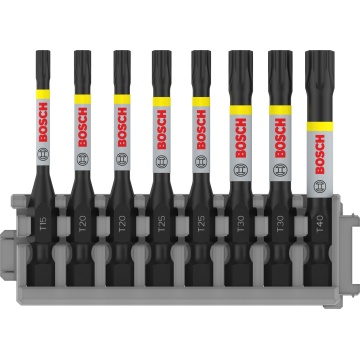 Bosch Set mixt 8 biti impact Torx 55mm, suport standard T15, T20, T25, T30, T40 - Img 1