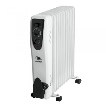 Calorifer electric Albatros RA-11ST, 11 elementi, 2500 W, 3 trepte de putere, termostat reglabil, rotile, Alb
