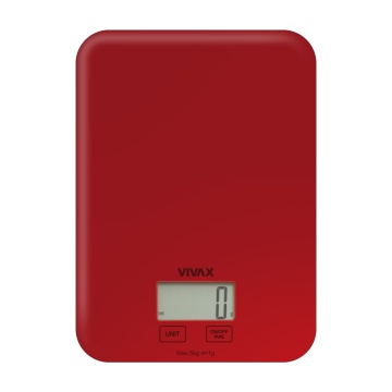 Cantar de bucatarie Vivax KS-505R, Ecran digital, 5 Kg, Sticla, Rosu - Img 2