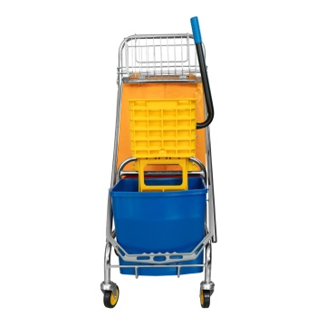 Carucior profesional de curatenie cu sistem dublu de stoarcere mop, 50 L - Img 6