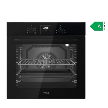 Cuptor incorporabil VIVAX BO-808BFD G, Electric, Clasa A,Capacitate 80 l, 7 programe + Lumina, Grill, Convectie, Dezghetare, 2500W, Afisaj LCD digital, Timer, Child Lock, Butoane PiPo, Ventilatie tangentiala de racire, Usa dubla din sticla, Negru