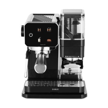 Espressor Samus Flavour 20, Rasnita integrata, 1350 W, 20 bar, Rezervor 0.9 L, Thermoblock, Negru-Inox