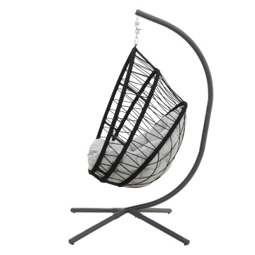 Fotoliu suspendat, pentru o persoana, otel/poliester, 125 x 100 x 190 cm, gri - Img 2