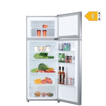 Frigider cu doua usi VIVAX DD-207E S, 204L, Clasa E, Termostat reglabil, Iluminare LED, Usi reversibile, Suprafata painted metal, 3 Rafturi de Sticla securizata, H 143 cm, Argintiu - Img 10