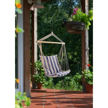 Hamac tip scaun, textil, 90 x 110 cm, alb/albastru - Img 5