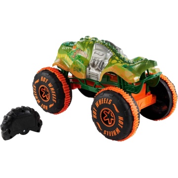 Hot Wheels - Masina Teleghidata Monster Truck R/C Rageasaur 1:15, controlata prin telecomanda, multicolor, 4 ani+ - Img 4