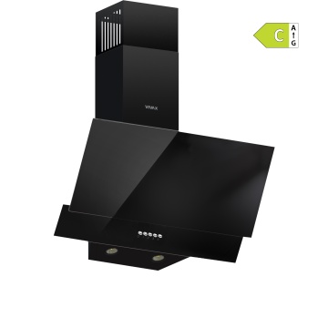 Hota decorativă Vivax CHO‑60CSD100T GB, 59,6 cm, 100 W, 1 motor, 3 trepte de putere, filtru aluminiu lavabil, iluminare LED, Sticlă Neagră