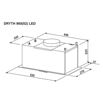 Hota Incorporabila Tornado DRYTH 960 (52) LED, 1 motor Turbo, latime 52 cm, absorbtie 960 m3/ora, filtru anti-grasimi aluminiu 5 straturi, ALB - Img 3