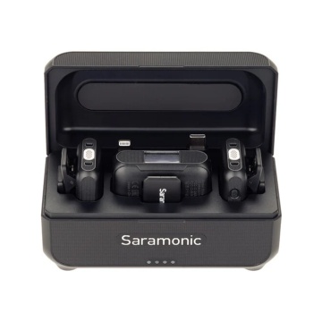 Kit microfon wireless Saramonic Blink500B2+ 2TX+RX2.4 GHz, display OLED, carcasa incarcare, 1250mAh - Img 2