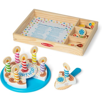 Melissa & Doug - Set de joacă din lemn Tort de Aniversare, Multicolor, 3 ani+ - Img 3