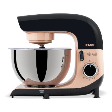 Mixer planetar ZASS Healthy Line ZPSM 31, 2000w, motor cupru pur, angrenaje complet metalice, bol din otel inoxidabil 6l, sistem de siguranta, 6 viteze + functie Pulse, accesorii si capac anti-stropire - Img 2