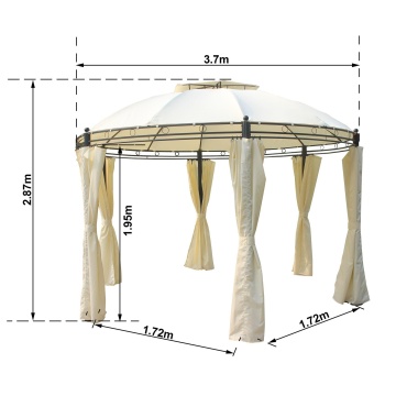 Pavilion gradina, otel/aluminiu/poliester, 370 x 370 cm, H 275 cm, bej - Img 5