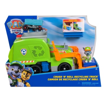 PAW Patrol, Camionul de Reciclare Crush N’ Roll cu Rocky, Multicolor, 3 ani +
