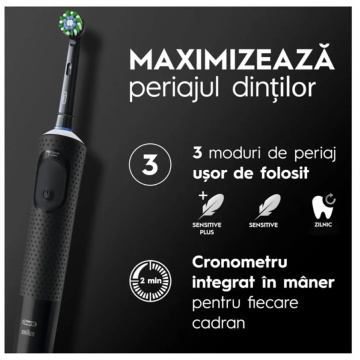 Periuta de dinti electrica ORAL-B Vitality PRO, 7600 miscari/min, Curatare 2D, 3 programe, 1 capat, negru - Img 3