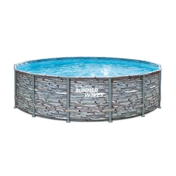Piscina cu cadru metalic, Ø 427 cm, H 107 cm, capacitate 13.29 m³, aspect piatra
