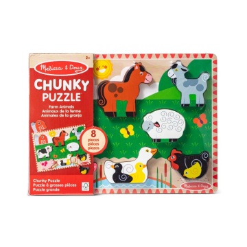Puzzle din lemn Melissa & Doug Spin Master - Animale de la Fermă 8 piese 2 Ani+