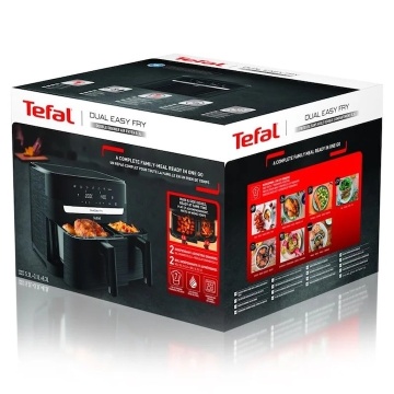 (Resigilat)Friteuza dubla cu aer cald Tefal Dual Easy Fry EY901N10, Putere 2700W, 7 Programe de gatire, Ecran LCD, Capacitate 5.2L + 3.1L, Negru - Img 2