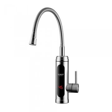 Robinet electric Samus Water Flex, 3000 W, Incalzire instantanee, 30-60°C, Afisaj temperatura, Pipa flexibila 360°, IPX4, Inox