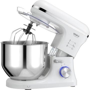 Robot mixer Vivax RM-71800WH , 1800 W, 6 Viteze + Turbo, 4 Accesorii, Bol otel inoxidabil, Alb/Argintiu - Img 4