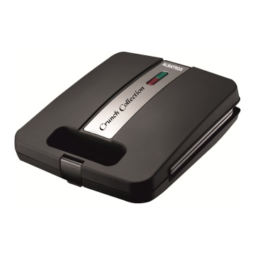 Sandwichgrill Albatros S4G-1200B, 1200 W, 4 sandwich-uri, placi tip grill antiaderente, Negru cu inox