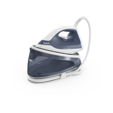 Statie de calcat Tefal Express Optimal SV4110E0, 2200 W, 1.2 litri, jet de abur 190 g/min, talpa Xpress Glide, jet de abur vertical, presiune 5 bar, oprire automata, functie anticalcar, albastru
