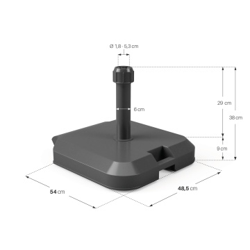 Suport umbrela terasa, cu roti, beton, 39 kg, 54 x 48.50 cm, H 9 cm, negru - Img 4