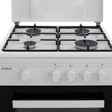 Aragaz Samus SM450ANS, 4 arzatoare gaz, cuptor gaz, diuze gaz natural montate, siguranta plita si cuptor, 50x50 cm, Alb - Img 3