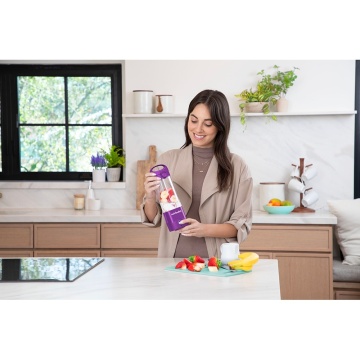 Blender portabil Nutribullet® NBP003PU, Cupa 475 ml, USB-C, Mov - Img 3