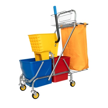 Carucior profesional de curatenie Limpio 50L-B-047, sistem dublu de stoarcere mop, 50 L, Plastic - Img 3