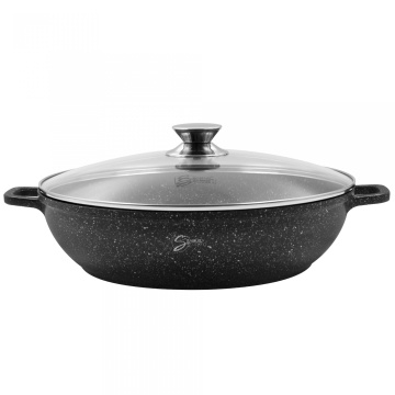 Cratita cu capac Samus TOL321-CC Toledo Line, 32 x 8.5 cm, 5.5 L, Aluminiu turnat, Marmura antiaderenta, Compatibila inductie, Capac sticla