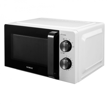 Cuptor cu microunde Samus SMC-20MW1, 20 L, 700 W, Control mecanic, 6 niveluri de putere, Timer 30 min, Alb
