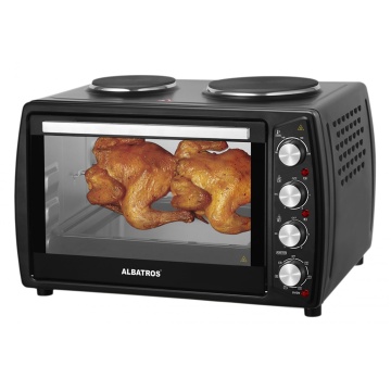Cuptor electric Albatros A63BPRC2, 63 L, 2200 W, 2 plite electrice, Rotisor, Convectie, 7 functii, Negru