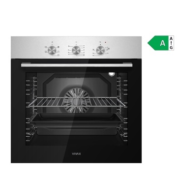 Cuptor incorporabil VIVAX BO-806BFTM X, Electric, Clasa A, Capacitate 80 l, 5 programe + Lumina, Grill, Convectie, Temperatura ajustabila 40–240°C, 2500W, Timer, Ghidaje cromate detasabile, Usa dubla din sticla, Ventilatie tangentiala de racire, Inox - Img 2