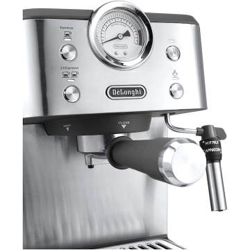 Espressor manual De'Longhi Classic EM450.M, 2 tipuri de bauturi, sistem manual de spumare, 1.7l, 1325W, 15 bar, argintiu - Img 4