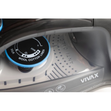 Fier de calcat cu abur Vivax IR-2600CB, Putere 2600W, termostat reglabil, rezervor de apa 320ml, Negru/Albastru - Img 5
